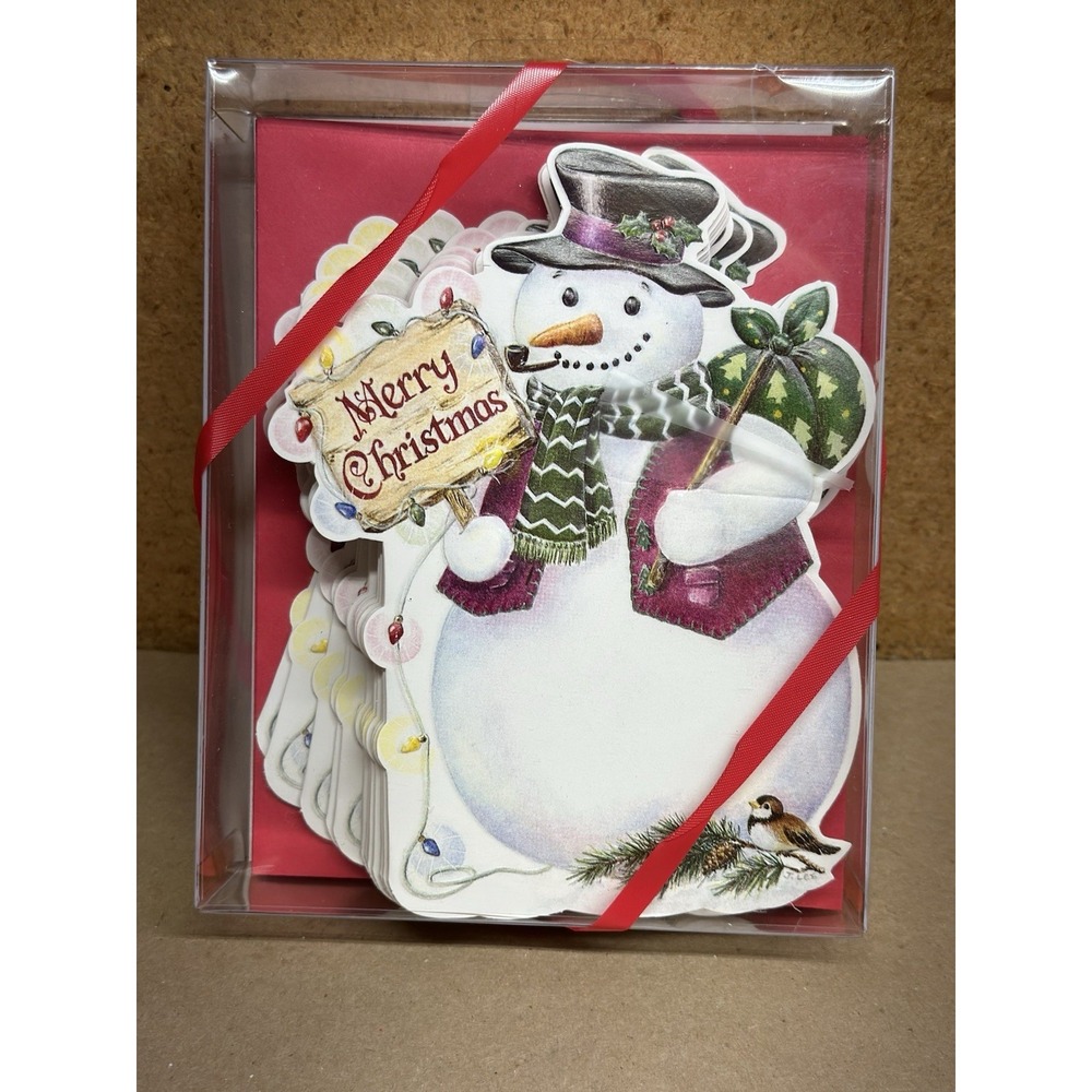 Vintage Carol Wilson Rose Garden Snowman Christmas Cards 15 Envelopes BDX105